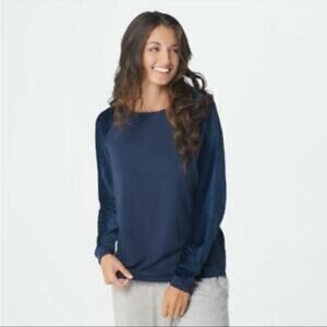 AnyBody Ribbed Velour Cozy Knit Pullover Navy Blue Women's Size XL